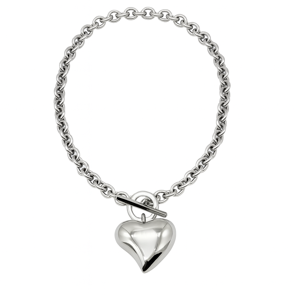 Curved Heart Pendant Necklace