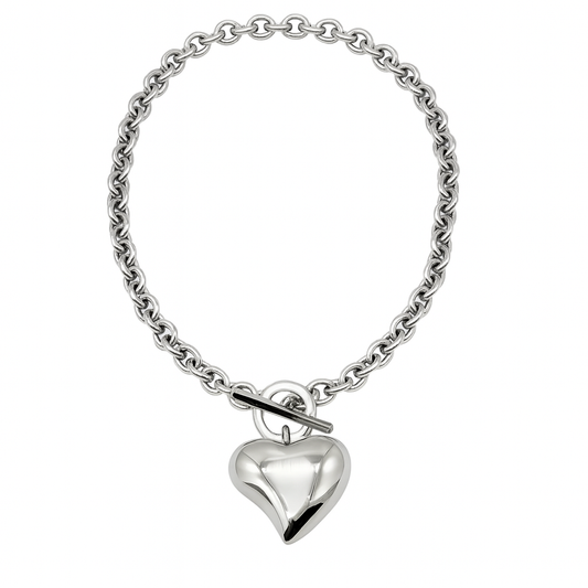 Curved Heart Pendant Necklace