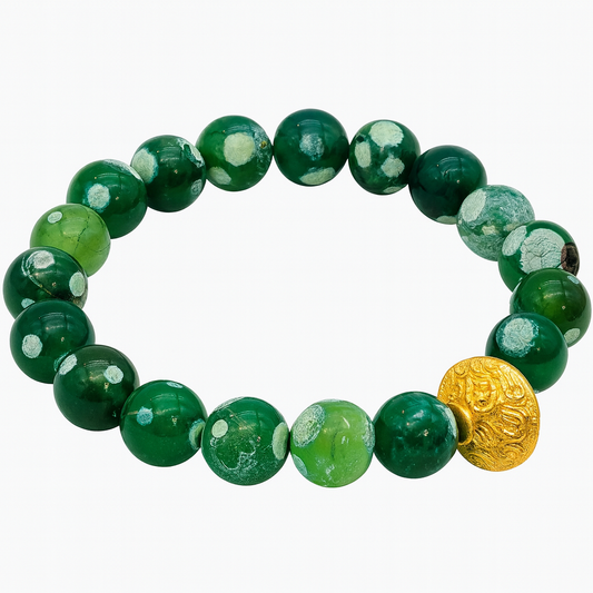 Pulsera Ro &amp; Gieo con ágata verde y latón bañado en oro de 24 quilates