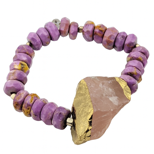 Pulsera de cuentas de fosfosiderita y amatista de Ro &amp; Gieo