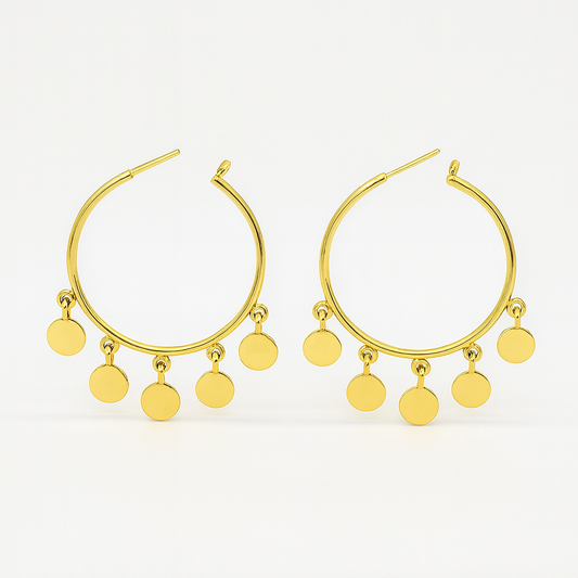 Coin Hoop Earrings