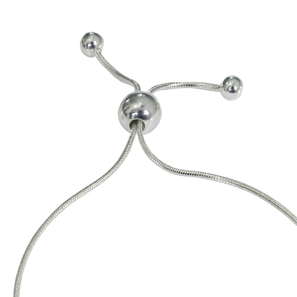 Pulsera ajustable con cadena de serpiente redonda de plata de ley 925