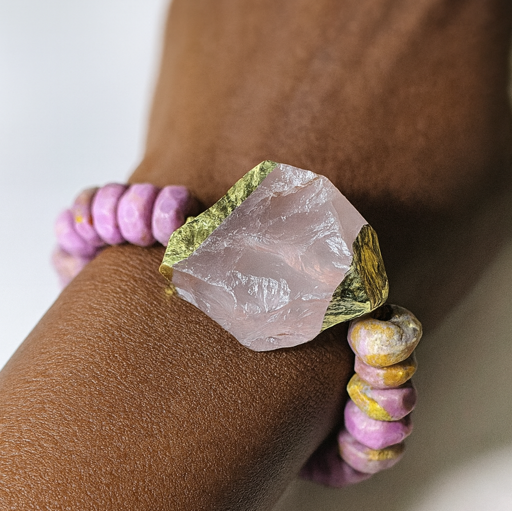 Ro & Gieo Phosphosiderite & Amethyst Beads Bracelet