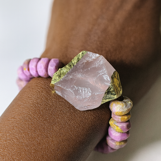 Pulsera de cuentas de fosfosiderita y amatista de Ro &amp; Gieo