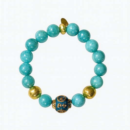 Ro & Gieo Green Agate and Rhinestone Bracelet