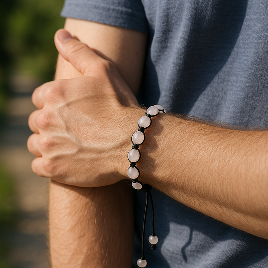 Rose Quartz Adjustable Macrame Knot Bracelet