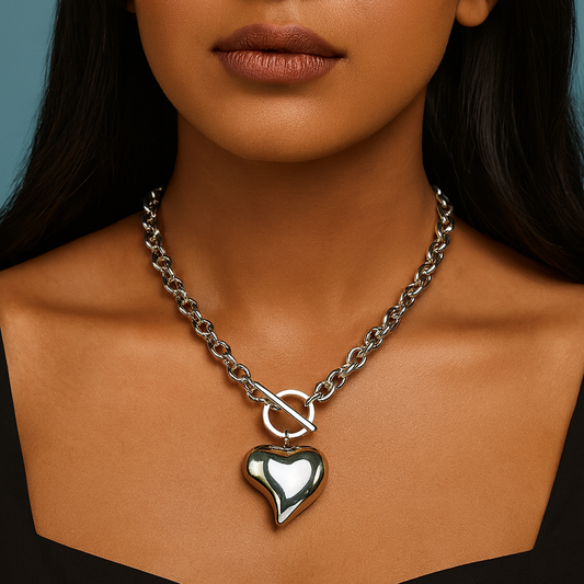 Curved Heart Pendant Necklace