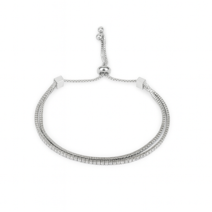 925 Sterling Silver Double Tennis & Cubic Zirconia Bracelet