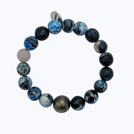 Pulsera de cuentas de latón chapado en negro y ágata Ro &amp; Gieo