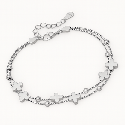 925 Sterling Silver Ball and Cross Bracelet