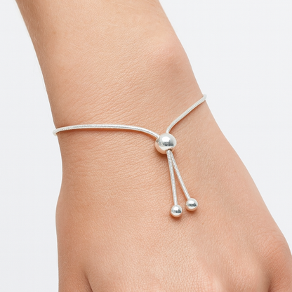 925 Sterling Silver Round Snake Chain Adjustable Bracelet