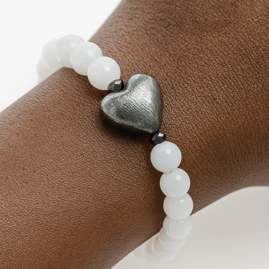 Cuenta de ágata blanca Ro &amp; Gieo con pulsera de latón galvanizado de 24 quilates
