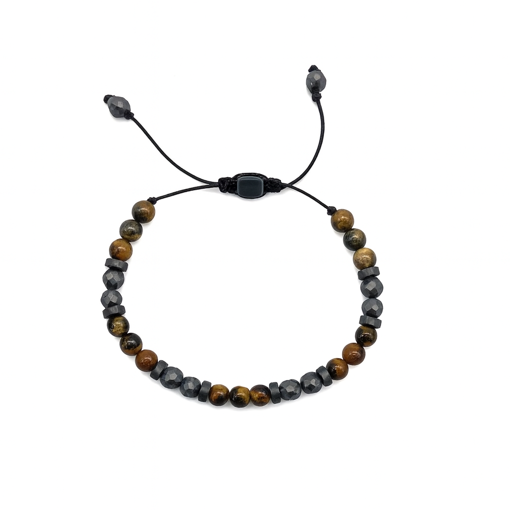 Grey Hematite & Tiger-Eye Gemstones Bracelet