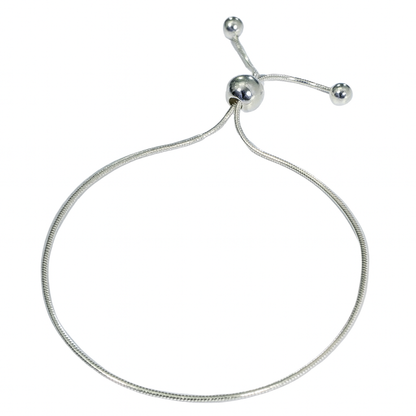 Pulsera ajustable con cadena de serpiente redonda de plata de ley 925