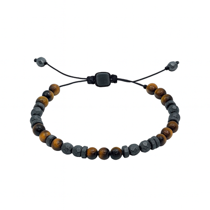 Grey Hematite & Tiger-Eye Gemstones Bracelet