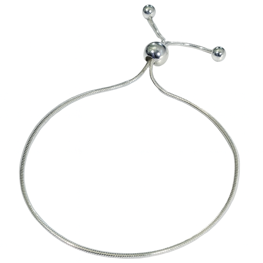Pulsera ajustable con cadena de serpiente redonda de plata de ley 925