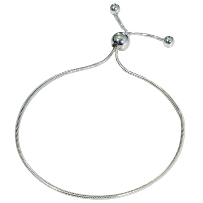 Pulsera ajustable con cadena de serpiente redonda de plata de ley 925