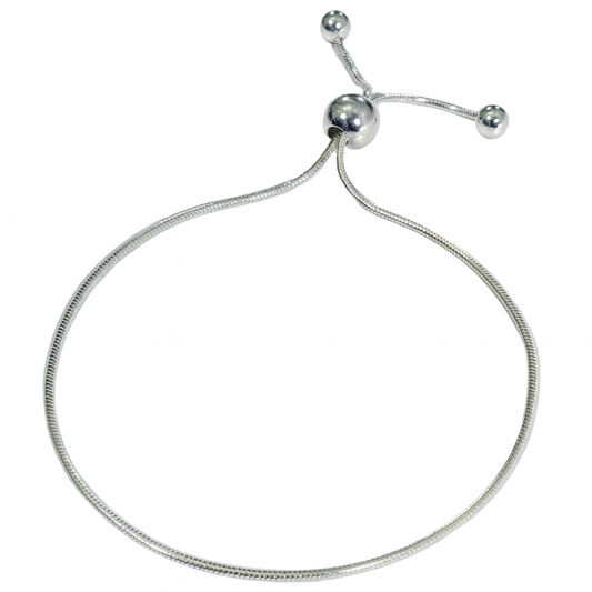 925 Sterling Silver Round Snake Chain Adjustable Bracelet