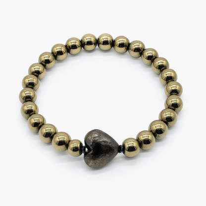 Ro & Gieo Hematite and Blackplated Brass Heart Bracelet