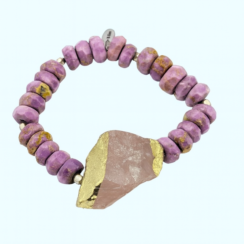 Ro & Gieo Phosphosiderite & Amethyst Beads Bracelet