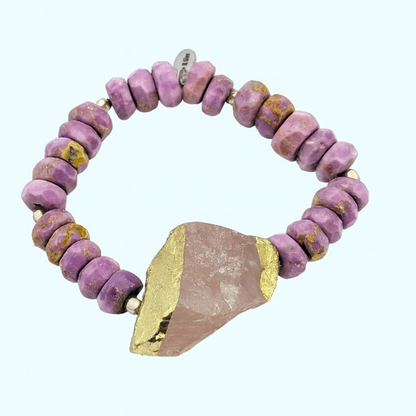 Ro & Gieo Phosphosiderite & Amethyst Beads Bracelet