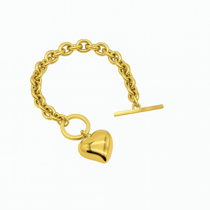 Curved Heart Pendant Bracelet