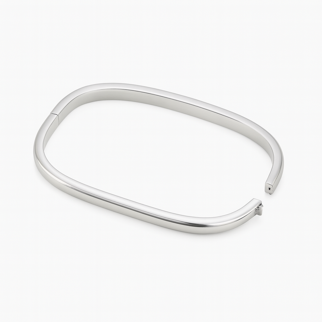 925 Sterling Silver Square Hinge Bangle
