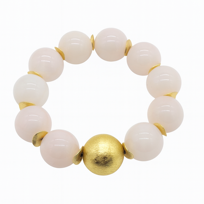 Ro & Gieo Rose Quartz + Goldplated Metal Bead Bracelet