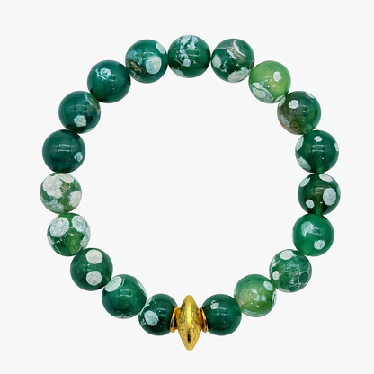 Ro & Gieo Green Agate and 24 Karat Goldplated Brass Bracelet